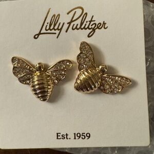 NWT Lilly Pulitzer Gold Tone Bumble Bee Earrings